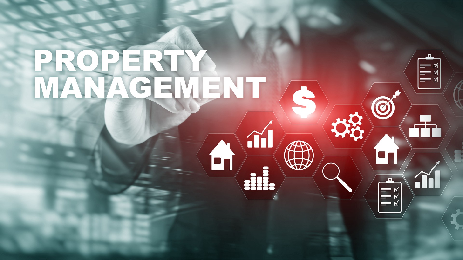 Property management. Business, Technology, Internet and network concept. Abstract Blurred Background