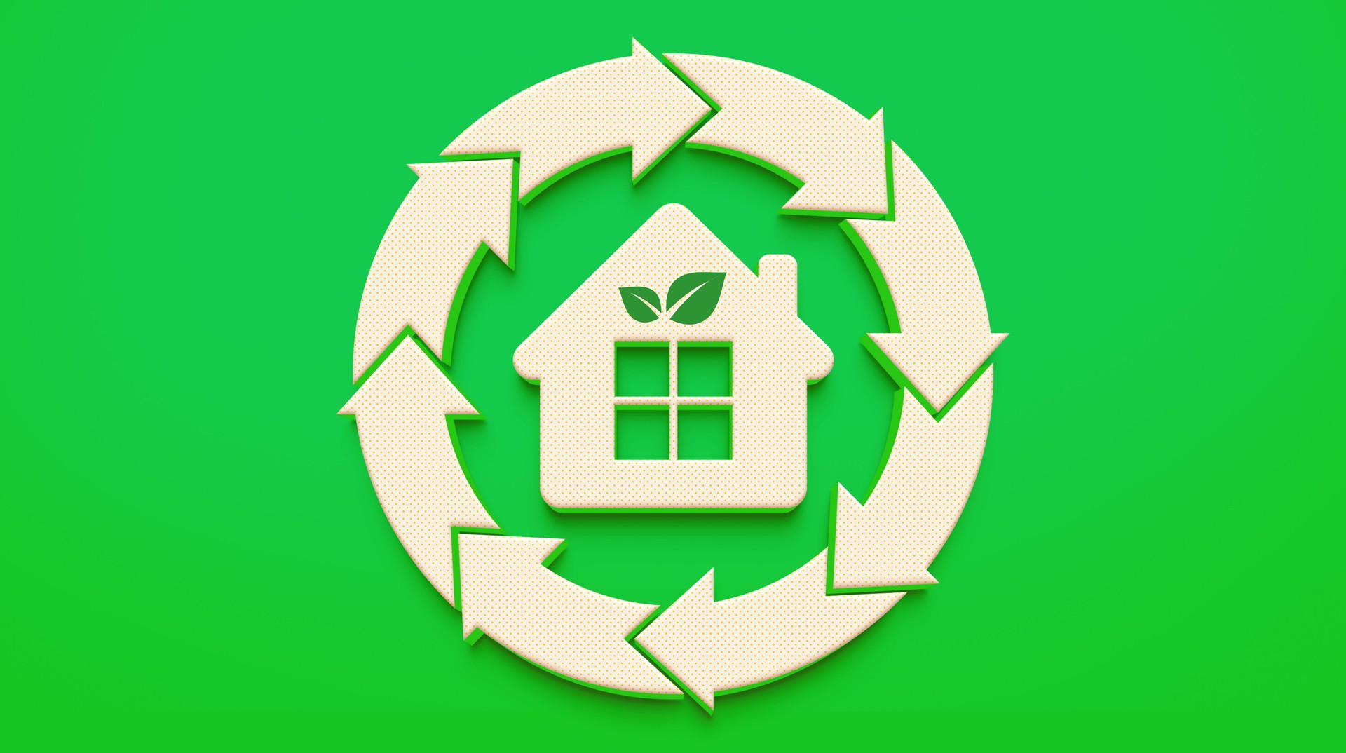 Eco House Recycling Symbol Sustainability Concept Paper Cut Green